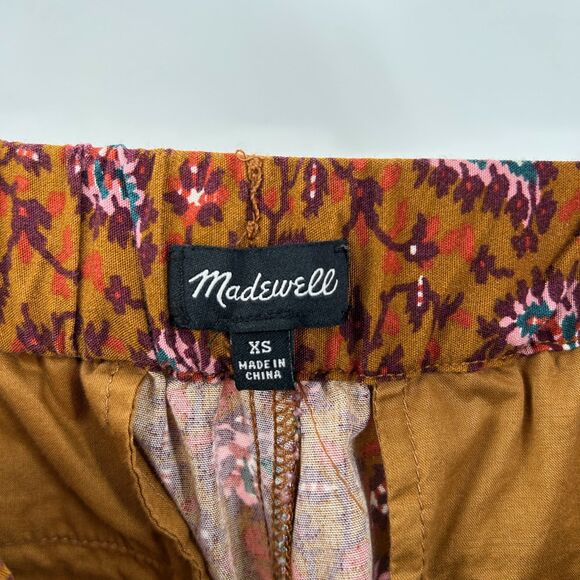 MADEWELL Brown Purple Floral Paisley Lightweight Pull On Casual Shorts Size XS - Picture 4 of 5